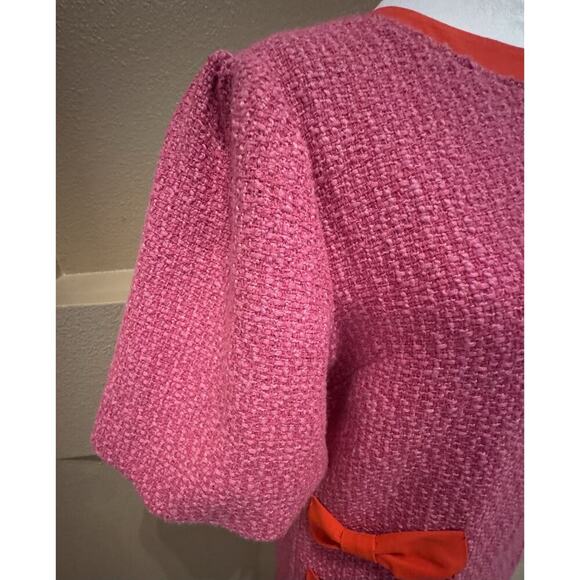 VOY TWEED PUFF SLEEVE RIBBON POCKET DETAIL DRESS SIZE S - Picture 6 of 7